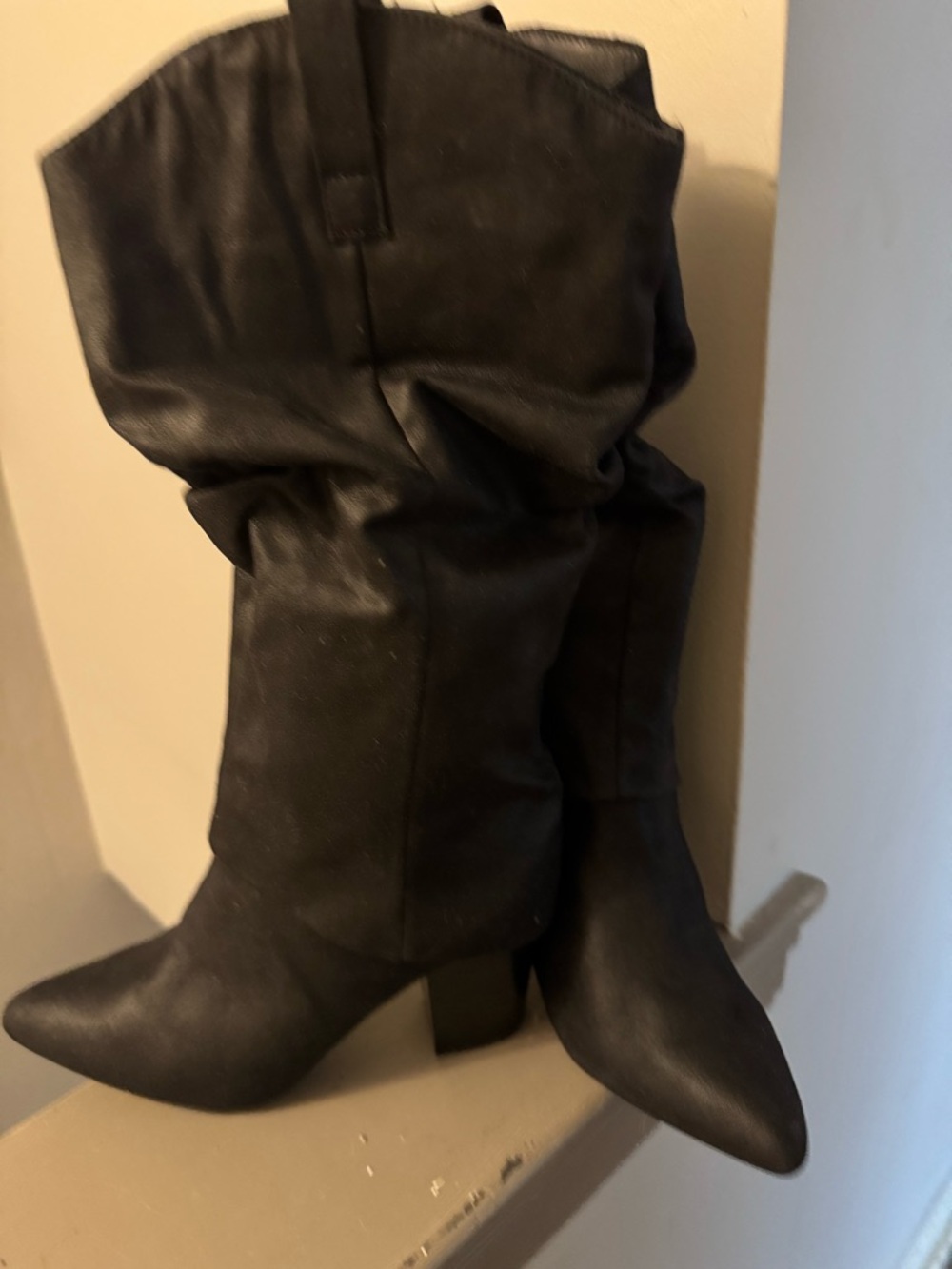Kohl's Black Slouchy Pointed-Toe Mid-Calf Heeled Boots